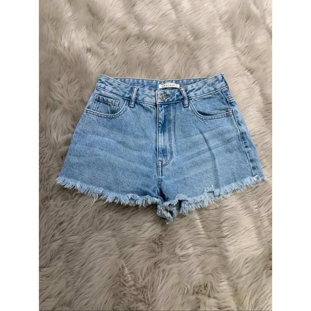 Pacsun High Rise Festival Denim Shorts Size 26 Frayed Hem